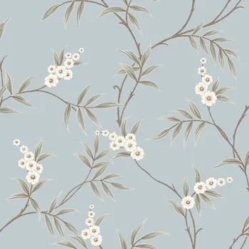 Tapeta Borastapeter Vliesová tapeta na zeď, modrá, rozkvetlé větvičky, 7762, Adorn, Borastapeter, velikost 10,05 x 0,53 m