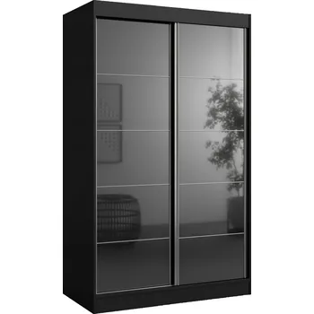 Šatní skříň Skříň posuvná Como 2D 120 Černá (lacobel)
