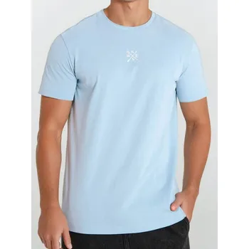 Pánské tričko Sinsay - Tričko s krátkým rukávem - modrá - 7307F-05X - 7307F-05X-S