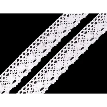 Krajka Bavlněná krajka paličkovaná šíře 35 mm METRÁŽ - 1 bílá