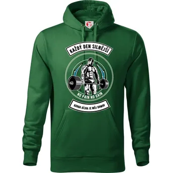 Pánská mikina Každý den silnější - Mikina pánská Cape s kapucí - 5XL ( Lahvově zelená )