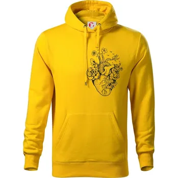 Pánská mikina Srdce plné přírody - Mikina pánská Cape s kapucí - S ( Žlutá )