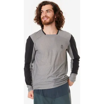 Pánské tričko ROCKRIDER Dres na horské kolo s dlouhým rukávem EXPL100 M ČERNÁ|ŠEDÁ
