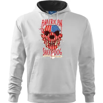 Pánská mikina American Sheepdog - lebka - Mikina pánská Cape s kapucí - 5XL ( Bílá )