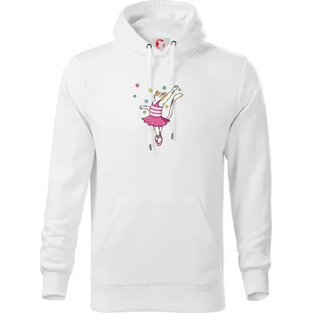 Pánská mikina Kočka baletka - Mikina pánská Cape s kapucí - 5XL ( Bílá )