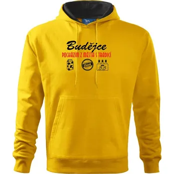 Pánská mikina Budějce město s tradicí - Mikina pánská Cape s kapucí - XL ( Žlutá )