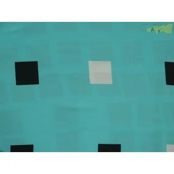 tyrkysová hedvábná šatovka 3163 kostkový vzor