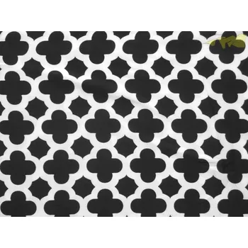 bílé hedvábí 3119 černý vzor s křížky