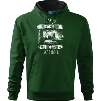 Pánské oblečení Nature is my Religion - Mikina pánská Cape s kapucí - S ( Lahvově zelená )