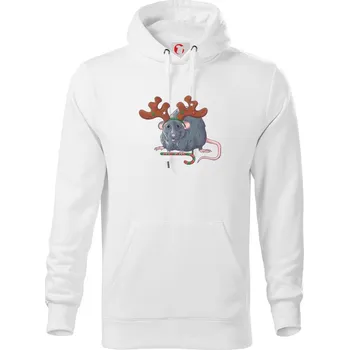 Pánská mikina Vánoční myš - Mikina pánská Cape s kapucí - 4XL ( Bílá )