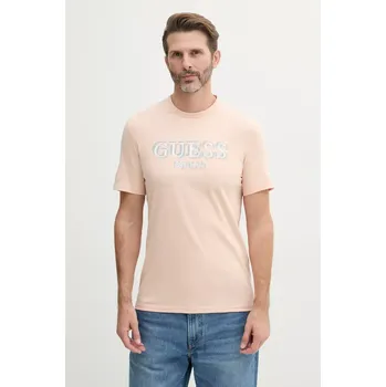 Bavlněné tričko Guess oranžová barva, s potiskem, M5GI07 I3Z14 M5GI07.I3Z14 24X, vel. M