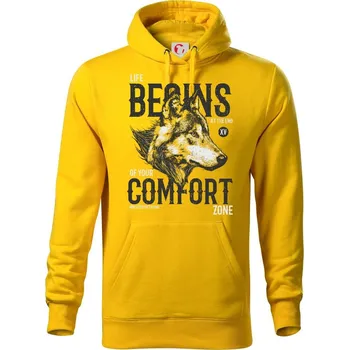 Pánská mikina Wolf life - Mikina pánská Cape s kapucí - XL ( Žlutá )