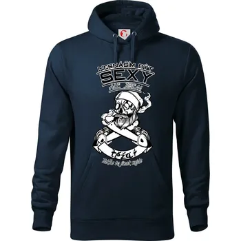 Pánská mikina Nesnáším být sexy - těžař - Mikina pánská Cape s kapucí - 5XL ( Námořní modrá (velmi tmavá - téměř černá) )