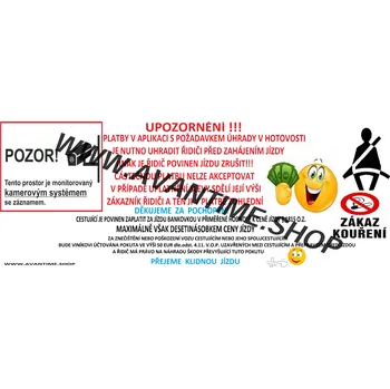 Informační tabulka Avantime INFO-tabulka Bolt+Uber / SAFE7 (CZ)