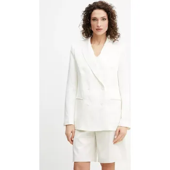 Dámské sako Sako s příměsí lnu Twinset béžová barva, 251TT2175 01X, vel. 38