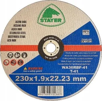 Řezný kotouč STAYER Řezací kotouč na kov STANDARD T41, Ø 230 x 1,9 x 22,23 mm, STAYER