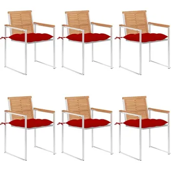 OMAXI Zahradní židle 6 ks s poduškami masivní teakové dřevo 511923