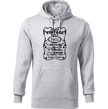 Pánská mikina Vintage Etiketa - 1962 - Mikina pánská Cape s kapucí - 4XL ( Světlešedý Melír )