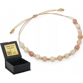 Náramek ŠŇŮRKOVÝ NÁRAMEK S OPÁLEM A ZLATÝMI KULIČKAMI S BRUSEM 925