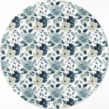 Koberec Vinylový Kulatý Koberec Rozměr ⌀ 70 cm Malované květiny s pravidelným vzorem floral
