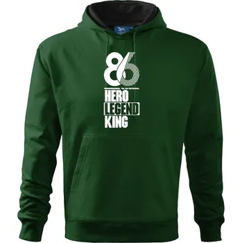 Pánská mikina Hero, Legend, King x Queen 1986 - Mikina pánská Cape s kapucí - 5XL ( Lahvově zelená )