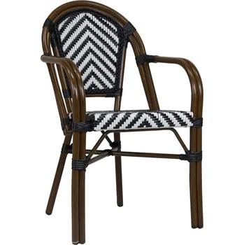 Zahradní jídelní židle TOBY hnědá/černobílá s područkami