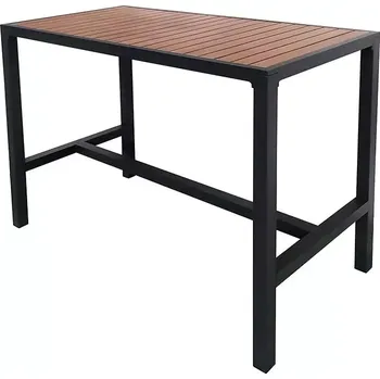 Zahradní stůl Zahradní barový stůl MARLON černý/přírodní 140×70 cm