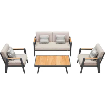 Zahradní sestava Zahradní 4 místná sedací souprava EMOTI BLACK TAUPE