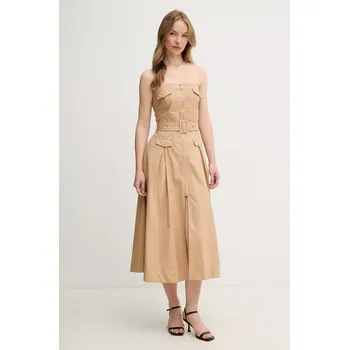 Dámské šaty Bavlněné šaty Gaudi béžová barva, midi, 511FD15017 80X, vel. 34