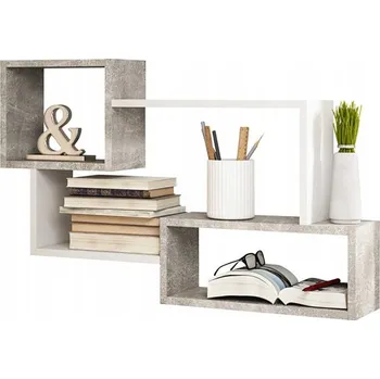 police Nástěnná police Kassi velká Beton smart / Bílá matná