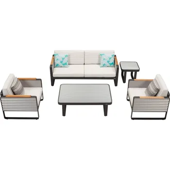 Zahradní sestava Zahradní 4 místná sedací souprava AIRPORT BLACK WHITE