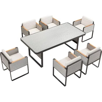 Zahradní sestava Zahradní 6 místná jídelní souprava AIRPORT BLACK WHITE