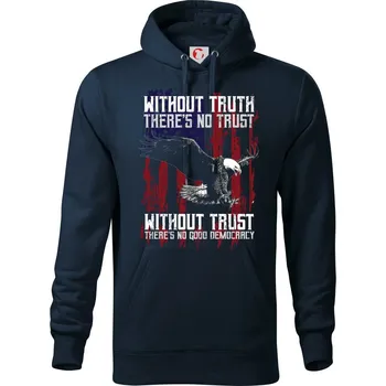 Pánská mikina Eagle democracy - Mikina pánská Cape s kapucí - 5XL ( Námořní modrá (velmi tmavá - téměř černá) )