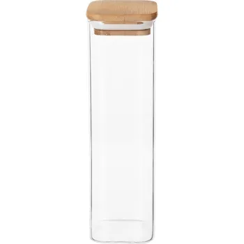 Dóza na potraviny Skleněná dóza s bambusovým víkem, vzduchotěsná, na potraviny a sypké produkty, 600 ml