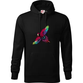 Pánská mikina Papoušek kreslený letící - Mikina pánská Cape s kapucí - 5XL ( Černá )
