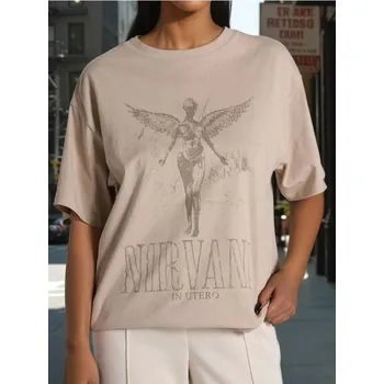 Dámské tričko Sinsay - Tričko Nirvana - béžová - 8693J-08X - 8693J-08X-XS