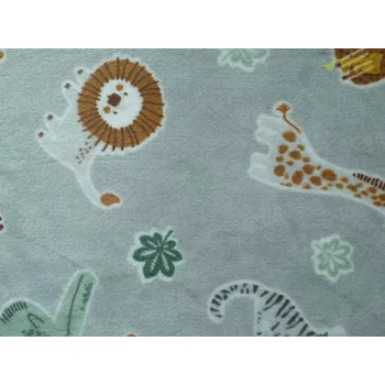 šedý flanel fleece se zvířátky