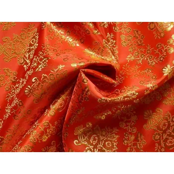 červený brokát oro zlatá výšivka