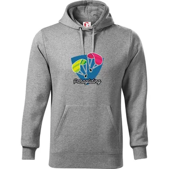 Pánská mikina Paragliding dva padáky - Mikina pánská Cape s kapucí - XL ( Tmavě šedý melír )