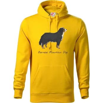 Pánská mikina Bernese mountain dog kreslený - Mikina pánská Cape s kapucí - 3XL ( Žlutá )