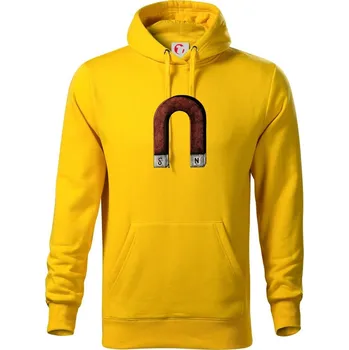 Pánská mikina Magnet kresba - Mikina pánská Cape s kapucí - S ( Žlutá )