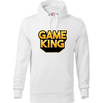 Pánská mikina Game king - nápis velký - Mikina pánská Cape s kapucí - 4XL ( Bílá )