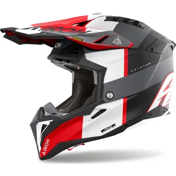 Helma na motorku Přilba AVIATOR 3 Monarch, AIROH (šedá/červená matná) 2026 (Velikost: L)