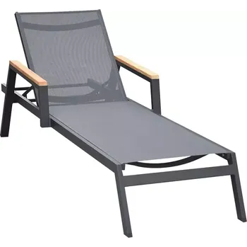 Zahradní lehátko Zahradní lehátko MELINI černé/antracit s teakovými područkami