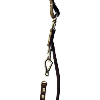 Vodítko pro psa Vypouštěcí vodítko, přírodní kůže - vypouštění od pasu klešťovou karabinou