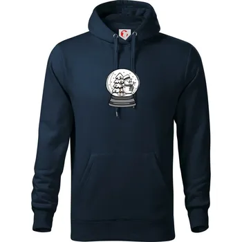 Pánská mikina Sněhová koule se sněhulákem - Mikina pánská Cape s kapucí - 5XL ( Námořní modrá (velmi tmavá - téměř černá) )