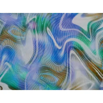 hedvábná šatovka 3251 zelený abstraktní vzor