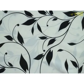 smetanová hedvábná šatovka 3164 vzor s listy