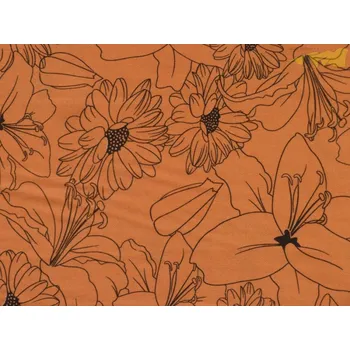 oranžová šatovka 3276 s lineárním květinovým vzorem