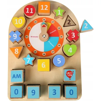 Hodiny Lucy&Leo 232 Hodiny a tvary - dřevěná vzdělávací deska